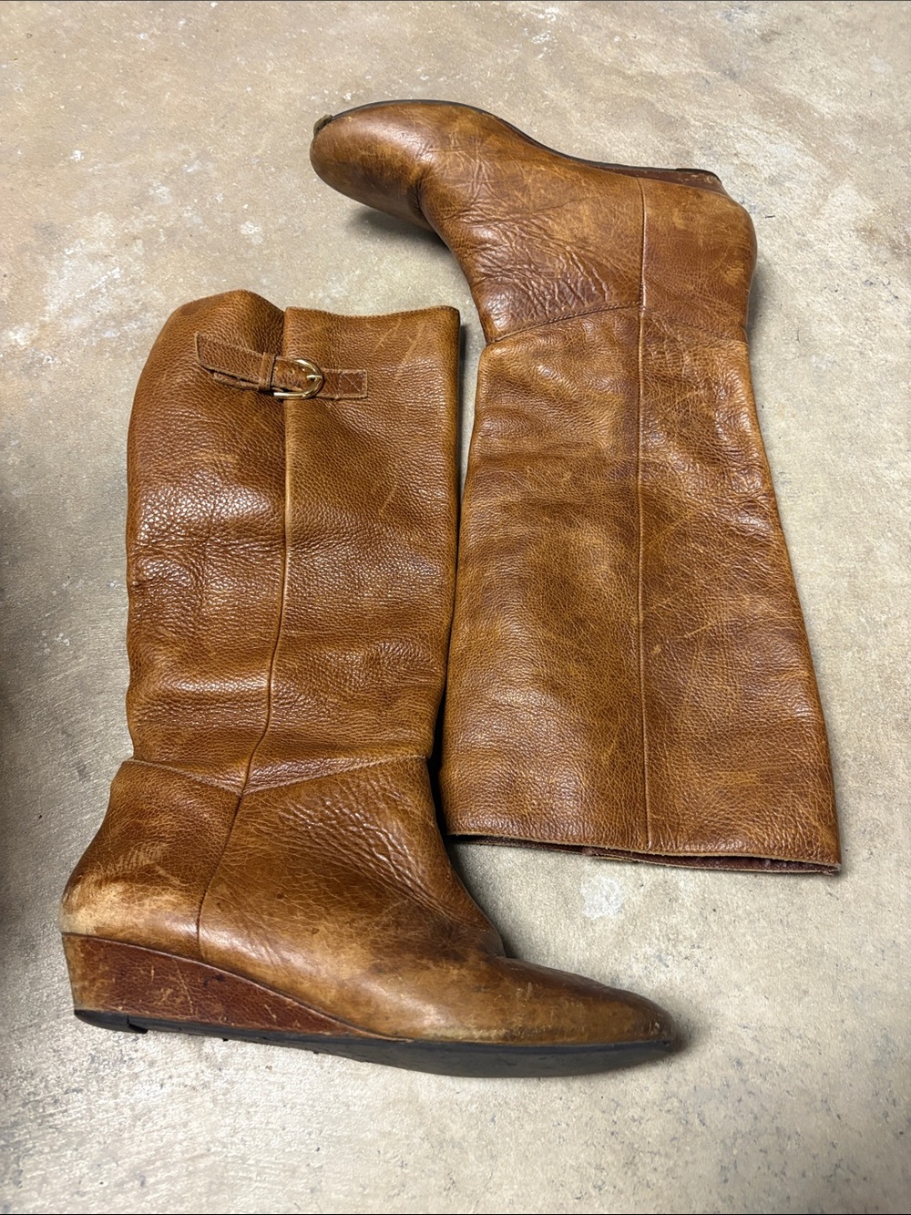 Steven by Steve Madden boot Leather Wedge Boots Brown